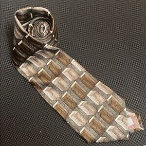 Pierre Cardin Brown, Gray & Cream silk men’s necktie